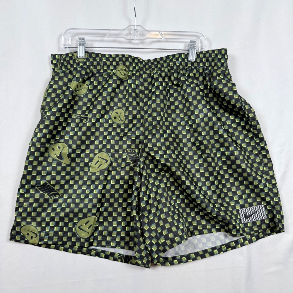 Nike Shorts XL Checkerboard Smiley Face Yellow Casual Running Mens NWT